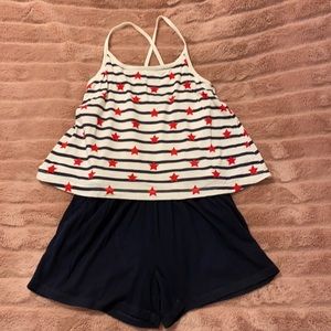 Red, Cream & Blue Girls Romper